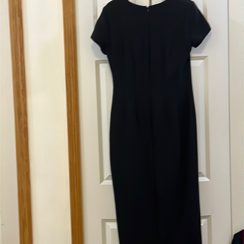 Black Maxi Dress with shoulder pads.